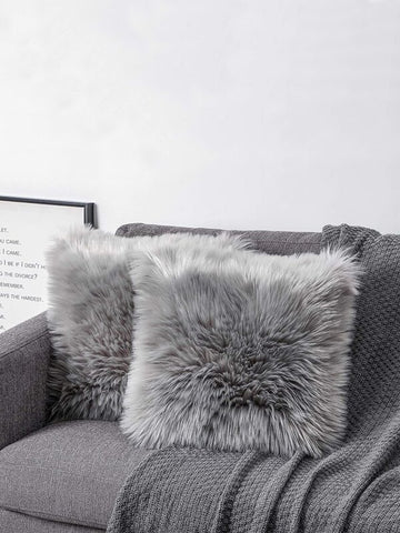 1pc Faux Wool Pillow Cover (Pillow Insert Not Included), Soft & Thick Faux Wool Cushion Cover, Plush Fabric, Zipper Closure, Scandinavian Minimalist Decor, Suitable For Sofa, Living Room, Bedroom, Floor, Bench, Car, Office, Cafe And Other Leisure Spaces