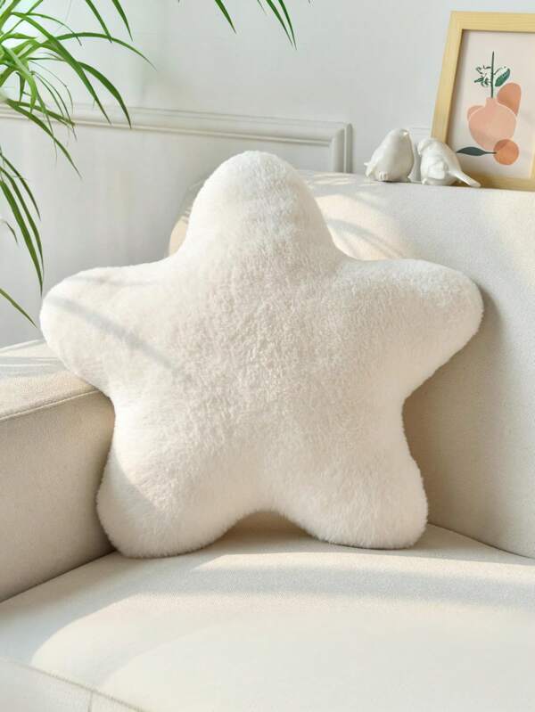 11.81"/15.74" Cute Star Shaped Throw Pillow, Soft Faux Fur Material, Christmas Home Decor For Sofa, Bedroom, Living Room, Great Christmas Gift For Family And Friends