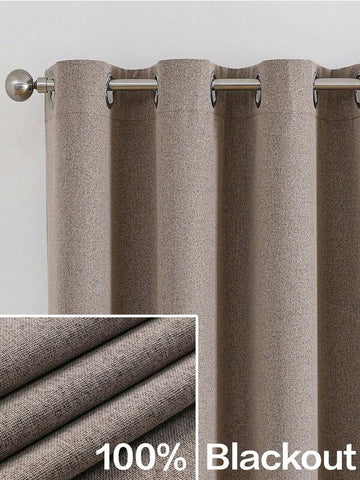 1pc/2pcs Linen-Like Blackout Curtains, Available In Multiple Sizes For Bedroom, Living Room, Home Theater, Dining Room, With Drawstring Curtain Panels