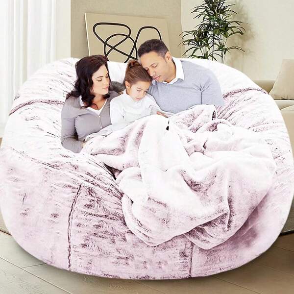 Bean Bag Chair Cover(No Filler) Soft Faux Fur Stuffed Animal Bean Bag Storage, Fluffy Plush Bean Bag Chair Cover Washable, Comfy Bean Bag Chairs For Adults