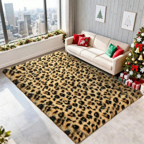 Living Room Rug 6x9 Area Rug For Kids Room Fluffy Bedroom Rug Leopard/Cheetah Print Rug Fuzzy Nusery Rug For Girls Boys Modern Faux Fur Rugs Washable Carpets